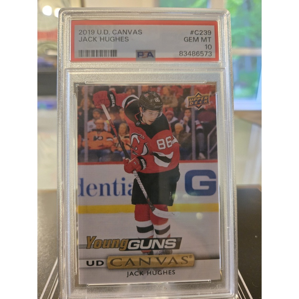 Jack Hughes Upper Deck 2019-20 Young Guns Canvas PSA 10 GEM MT